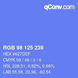 カラーコード: RGB 98 125 239 | qconv.com