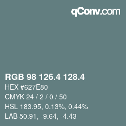 カラーコード: RGB 98 126.4 128.4 | qconv.com