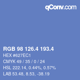 カラーコード: RGB 98 126.4 193.4 | qconv.com