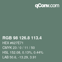 カラーコード: RGB 98 126.8 113.4 | qconv.com