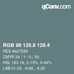 カラーコード: RGB 98 126.8 128.4 | qconv.com