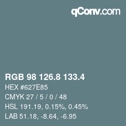 カラーコード: RGB 98 126.8 133.4 | qconv.com