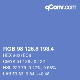カラーコード: RGB 98 126.8 198.4 | qconv.com
