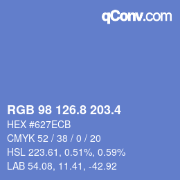 カラーコード: RGB 98 126.8 203.4 | qconv.com