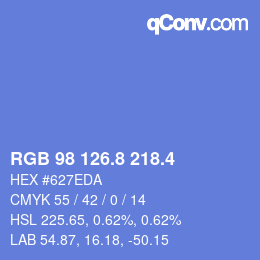カラーコード: RGB 98 126.8 218.4 | qconv.com