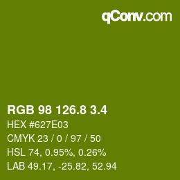 カラーコード: RGB 98 126.8 3.4 | qconv.com