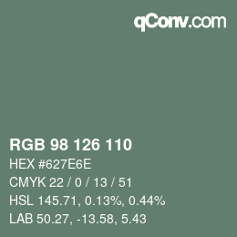 颜色代码: RGB 98 126 110 | qconv.com
