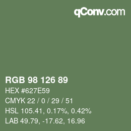 Farbcode: RGB 98 126 89 | qconv.com