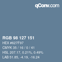 Color code: RGB 98 127 151 | qconv.com