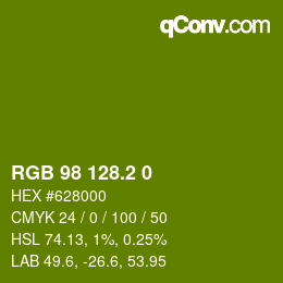 カラーコード: RGB 98 128.2 0 | qconv.com