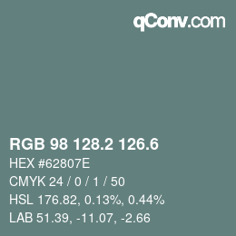 カラーコード: RGB 98 128.2 126.6 | qconv.com