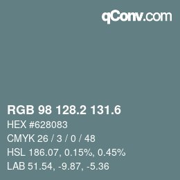 カラーコード: RGB 98 128.2 131.6 | qconv.com