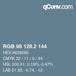 カラーコード: RGB 98 128.2 144 | qconv.com