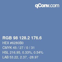 カラーコード: RGB 98 128.2 176.6 | qconv.com