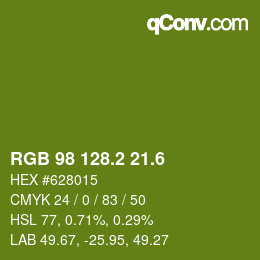 カラーコード: RGB 98 128.2 21.6 | qconv.com