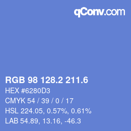 カラーコード: RGB 98 128.2 211.6 | qconv.com