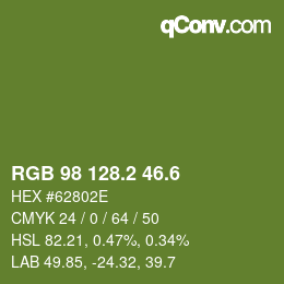カラーコード: RGB 98 128.2 46.6 | qconv.com