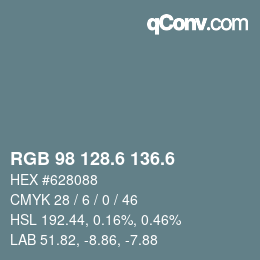 カラーコード: RGB 98 128.6 136.6 | qconv.com