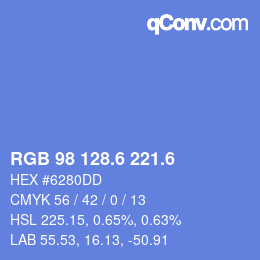 カラーコード: RGB 98 128.6 221.6 | qconv.com