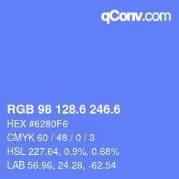 カラーコード: RGB 98 128.6 246.6 | qconv.com