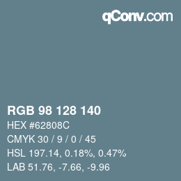 カラーコード: RGB 98 128 140 | qconv.com