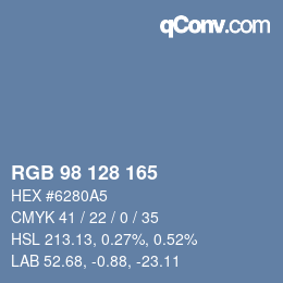 カラーコード: RGB 98 128 165 | qconv.com