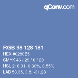 Color code: RGB 98 128 181 | qconv.com