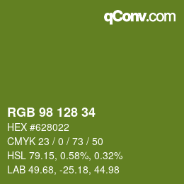 カラーコード: RGB 98 128 34 | qconv.com