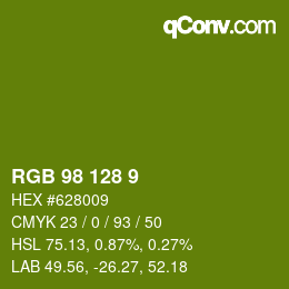 カラーコード: RGB 98 128 9 | qconv.com