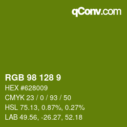 Color code: RGB 98 128 9 | qconv.com