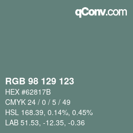 カラーコード: RGB 98 129 123 | qconv.com
