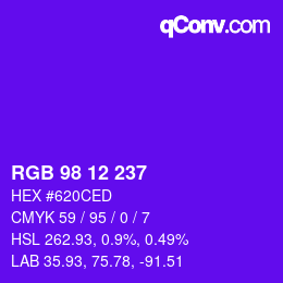 カラーコード: RGB 98 12 237 | qconv.com