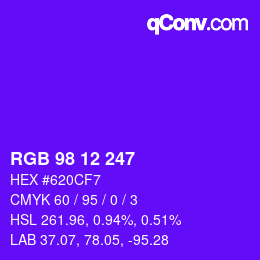 Color code: RGB 98 12 247 | qconv.com