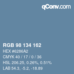 Farbcode: RGB 98 134 162 | qconv.com