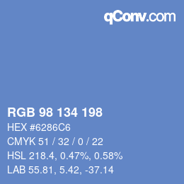 Color code: RGB 98 134 198 | qconv.com