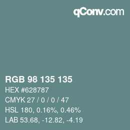 Color code: RGB 98 135 135 | qconv.com