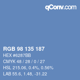 Color code: RGB 98 135 187 | qconv.com