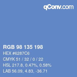 Color code: RGB 98 135 198 | qconv.com