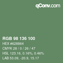 Color code: RGB 98 136 100 | qconv.com