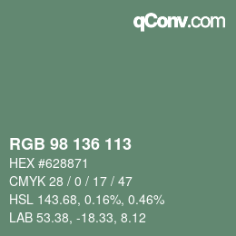 Color code: RGB 98 136 113 | qconv.com