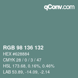 Color code: RGB 98 136 132 | qconv.com