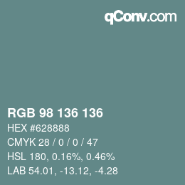 Color code: RGB 98 136 136 | qconv.com