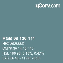 カラーコード: RGB 98 136 141 | qconv.com