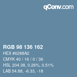 Color code: RGB 98 136 162 | qconv.com