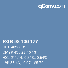 Color code: RGB 98 136 177 | qconv.com