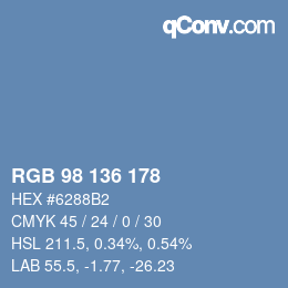 Color code: RGB 98 136 178 | qconv.com