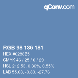 Color code: RGB 98 136 181 | qconv.com