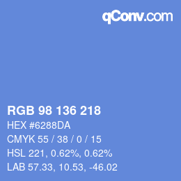 Color code: RGB 98 136 218 | qconv.com