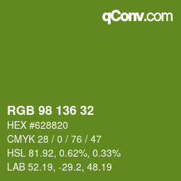Color code: RGB 98 136 32 | qconv.com