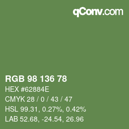Color code: RGB 98 136 78 | qconv.com